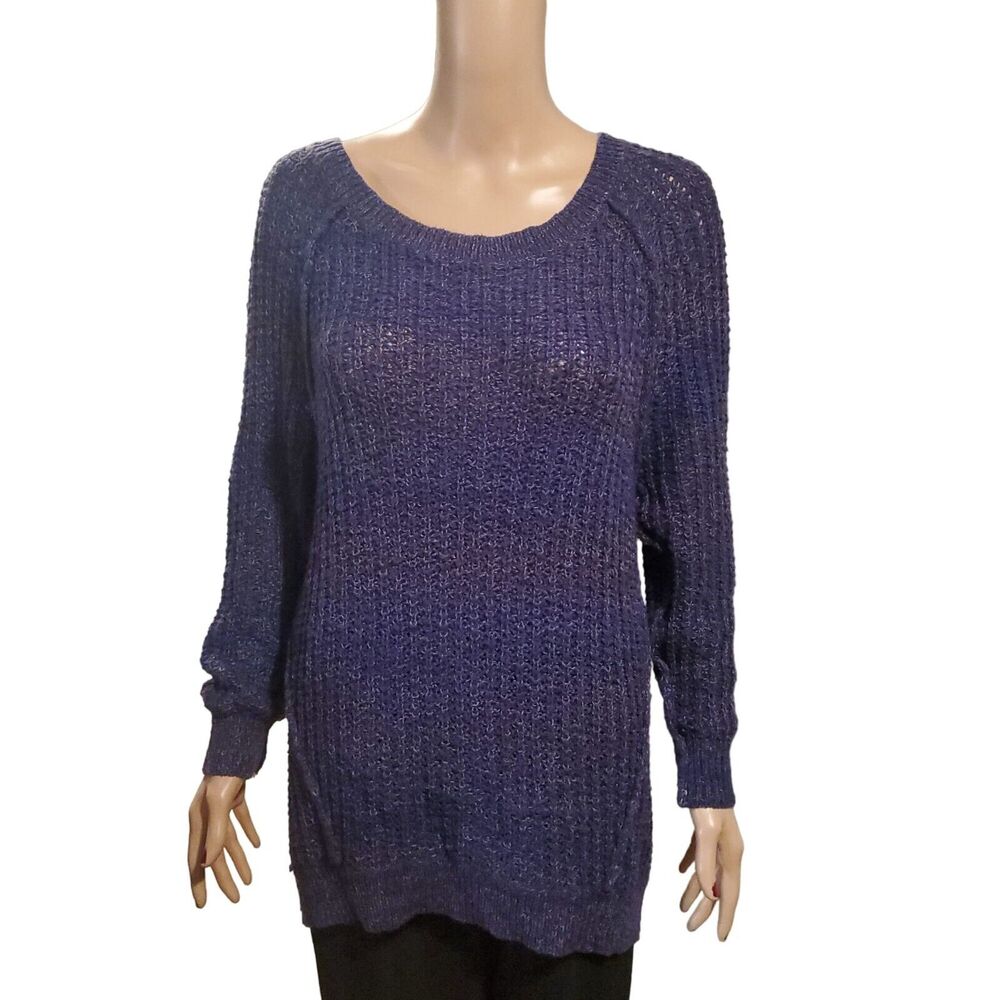 Free People Sz M Star Dune Marled Pullover Oversized Chunky Open Knit Sweater